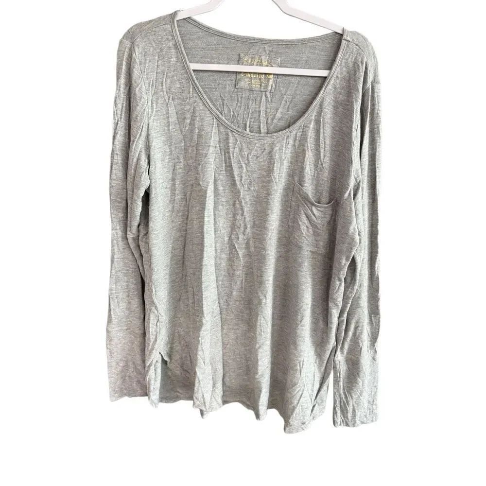 Lilly Pulitzer Womens Grey Luxletic Scoop Neck Long Sleeve Top Size XL